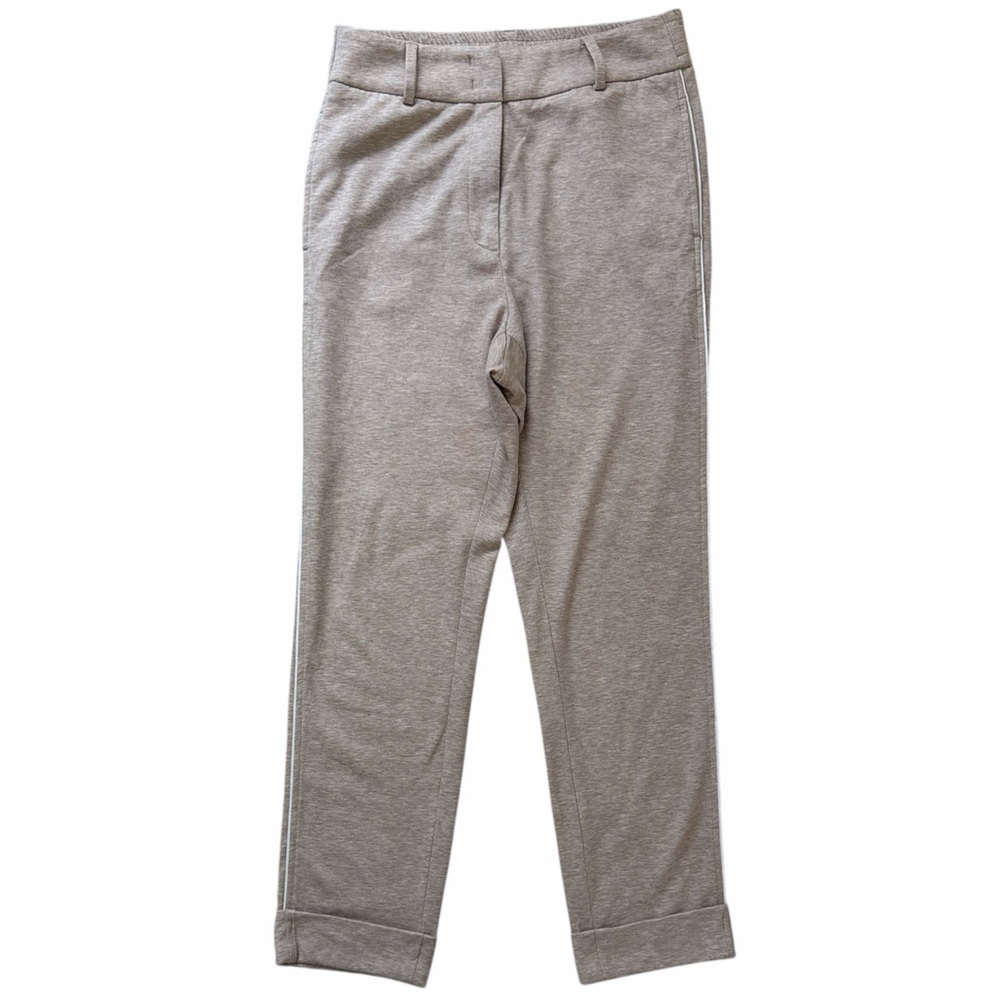 PESERICO Italian Cotton Blend Women‎ Sz 6 Heathered Tan Fold Cuff Pants